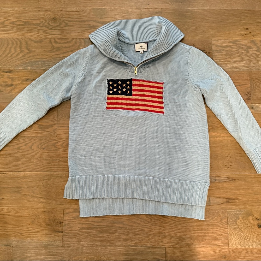 Tuckernuck Americana Light Blue Quarter Zip Sweater